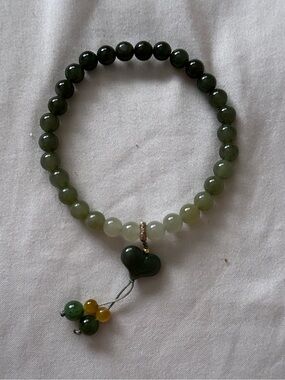 Hetian Jade Heart Bead Bracelet